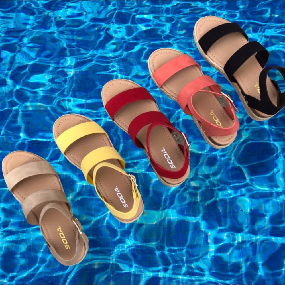 NEW! Soda Bryce Black Flatform Espadrille Sandal - Picture 8 of 11